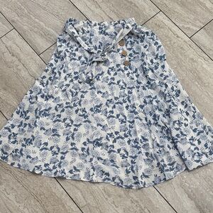 Floral Blue and White Skirt with Button Detail